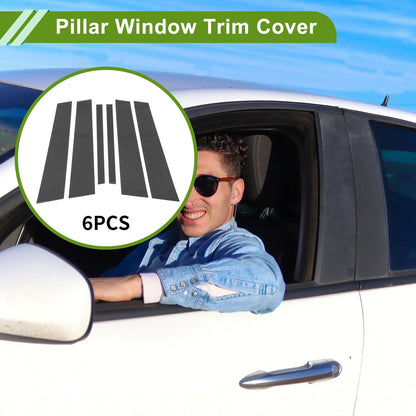 6 x Door Pillar Window Trim for BMW 1-Series (2008-2016) Carbon Fiber Pattern Black