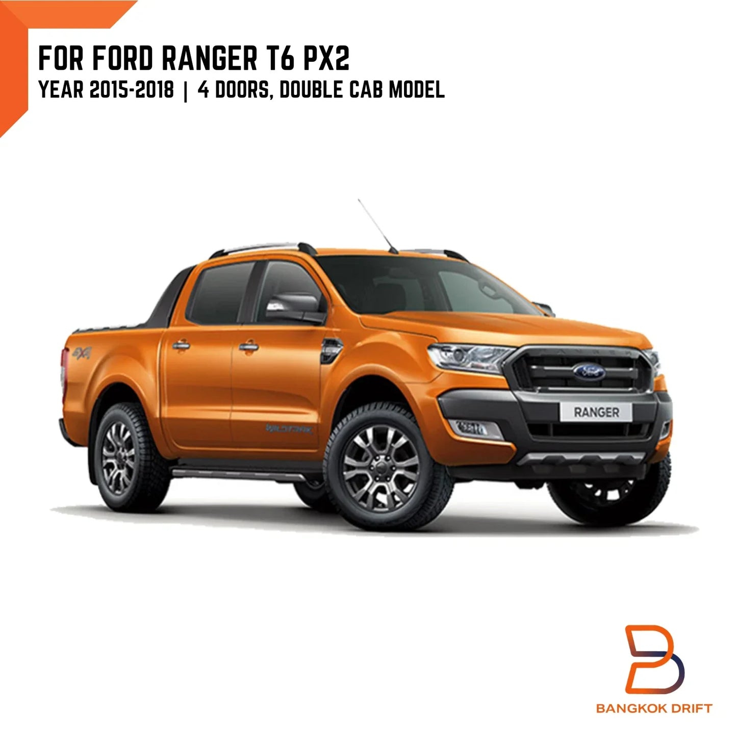 16W Raptor Style Black Fender Flares for Ford Ranger T6 PX2 (2015-2018)