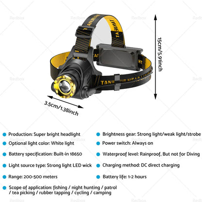 12000000lm LED Headlamp USB Rechargeable Headlight for Car