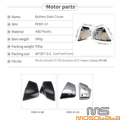 Chrome Battery Side Covers for Honda Shadow ACE 1100 VT1100C2 (1999-2008)