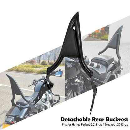 Rear Black Sissy Bar Backrest Pad for Harley Breakout, Fat Boy (2013-2023)