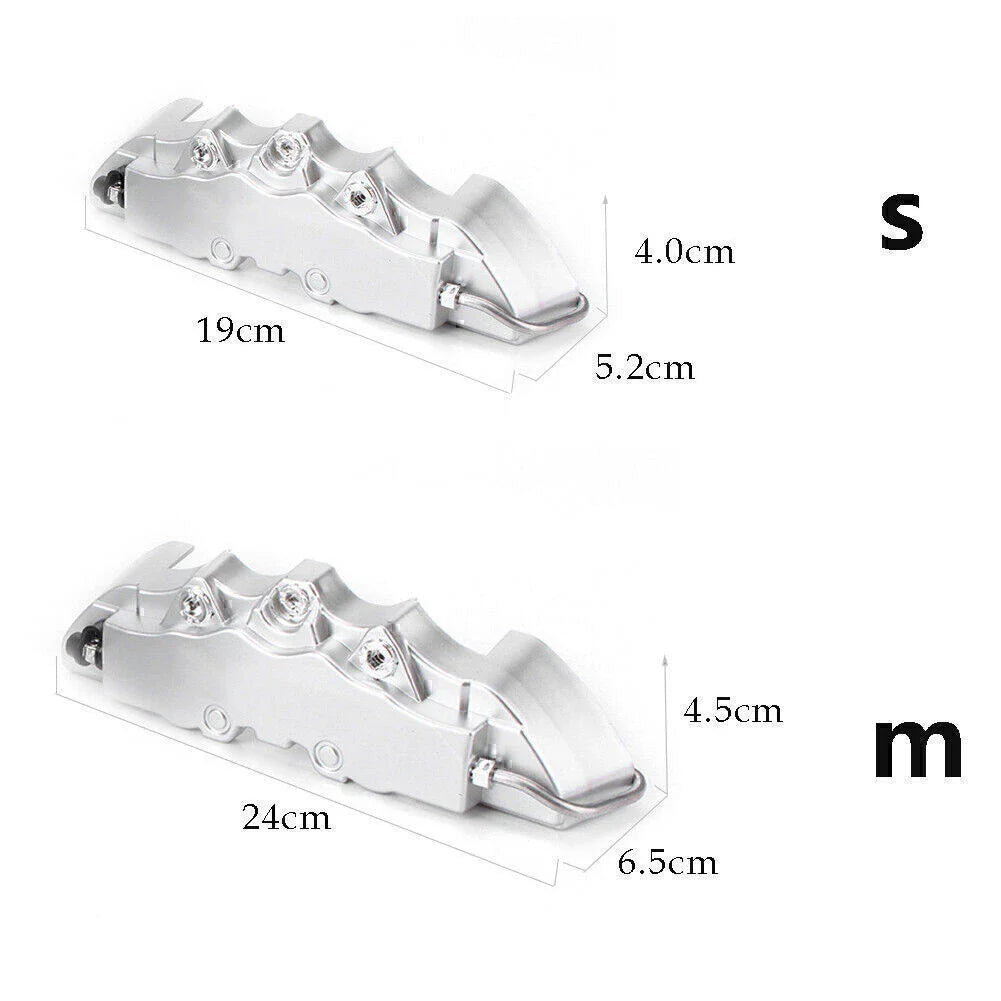 3 x Silver 3D Front Rear Disc Brake Caliper Covers for Universal Car Truck