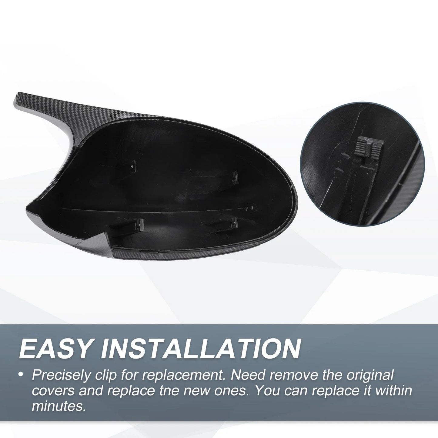 Rearview Mirror Cover Cap Black Carbon Fiber for BMW E87 E81 E82 E88 E92