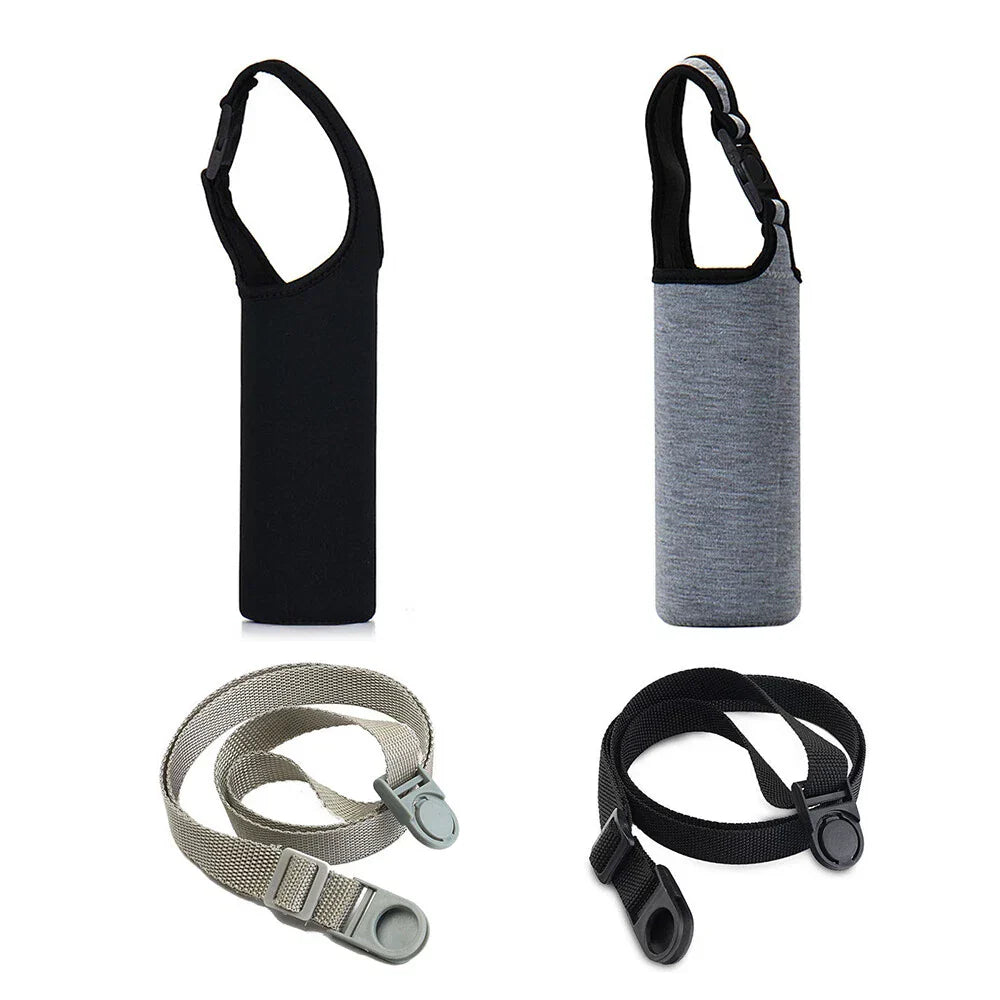 Bottle Bags for Thermos Cups with Adjustable Straps Black & Gray