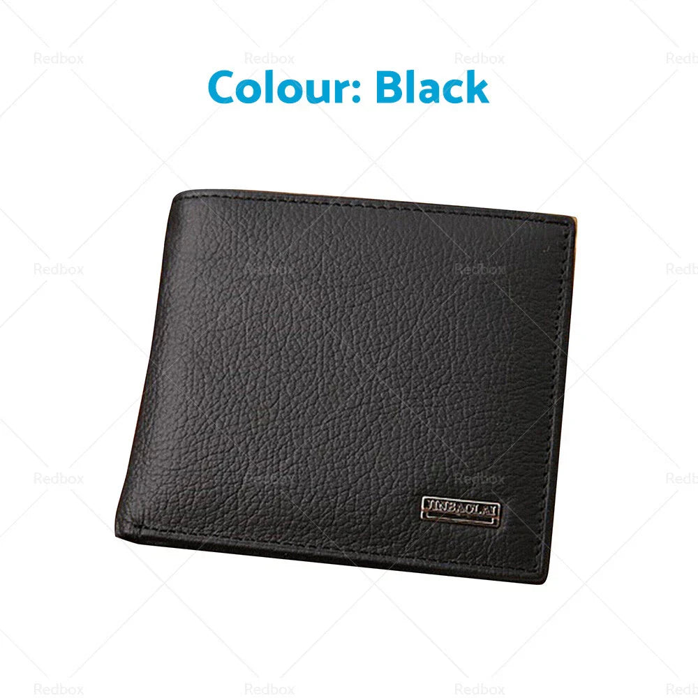 Leather Wallet for Black/Brown Mens Cowhide Coin Purse with Card Slots