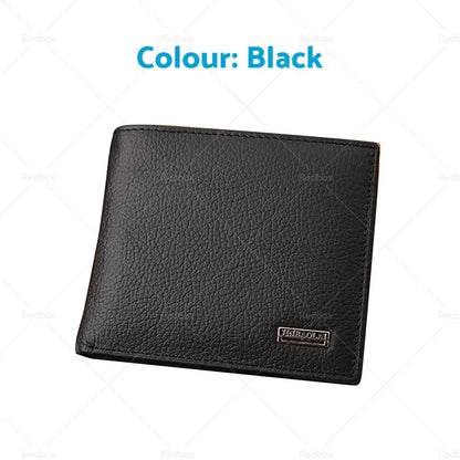 Leather Wallet for Black/Brown Mens Cowhide Coin Purse with Card Slots