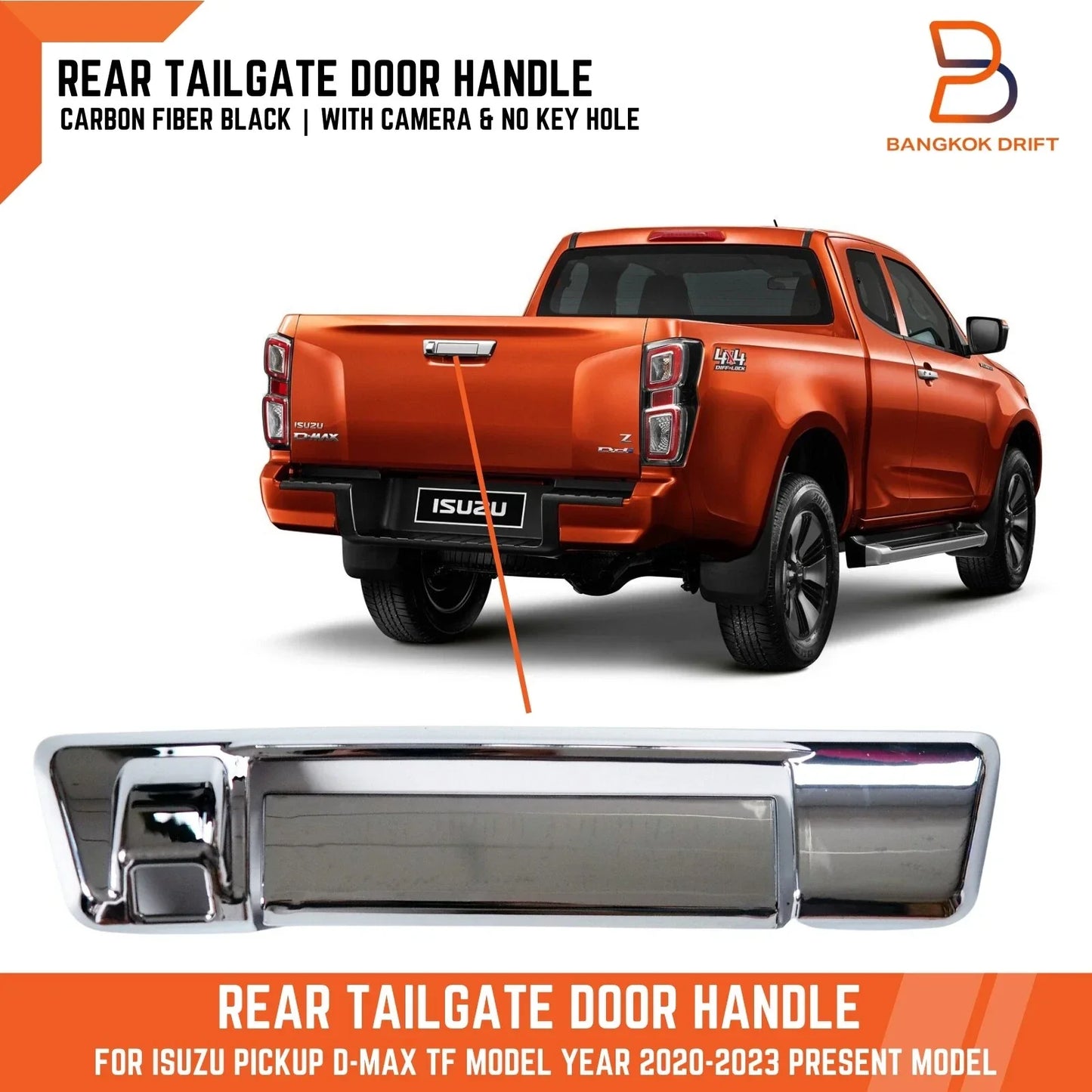 Chrome Tailgate Handle Cover Insert for Isuzu D-Max Ute (2020-2023)