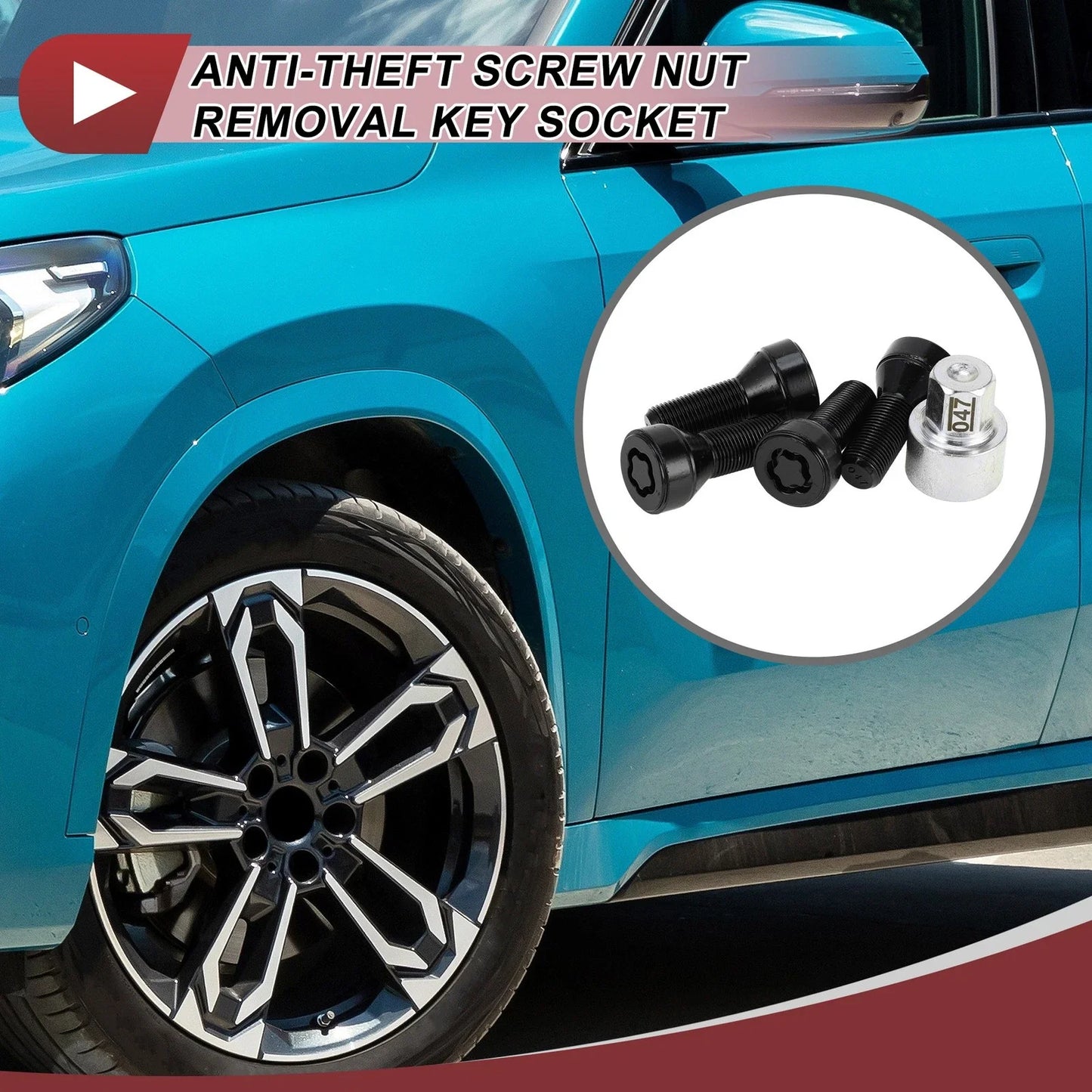 1 Set Anti-theft Wheel Lock Lug Nut Socket M141.25 for BMW
