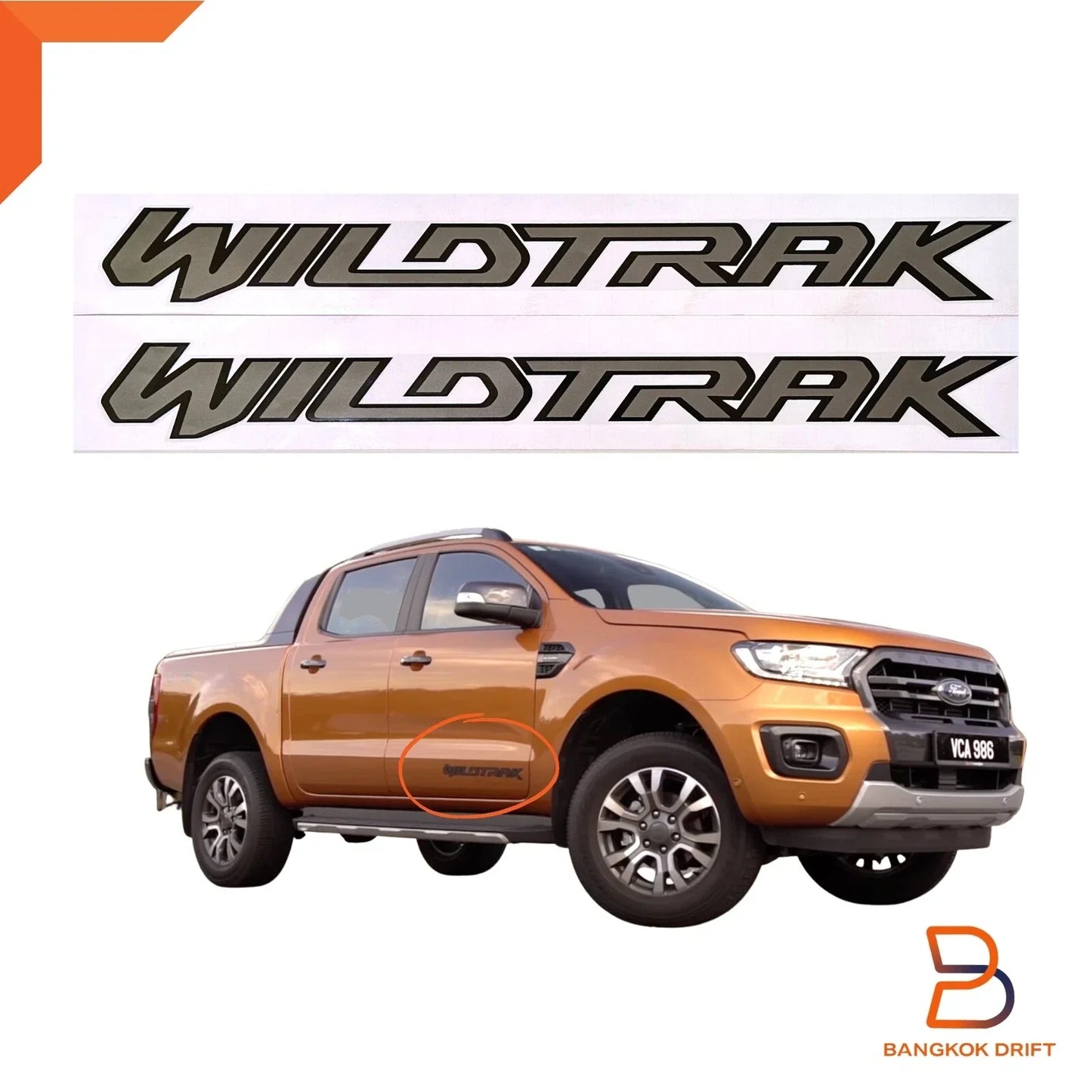 Wildtrak Front Door Sticker Decal for Ford Ranger PX3 (2018-2021)