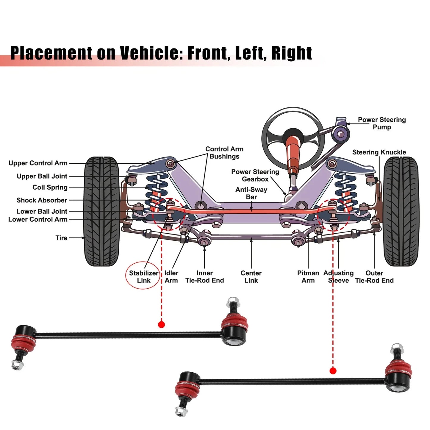 Front Stabilizer Sway Bar End Links for Mazda 3/5 & BMW 740i