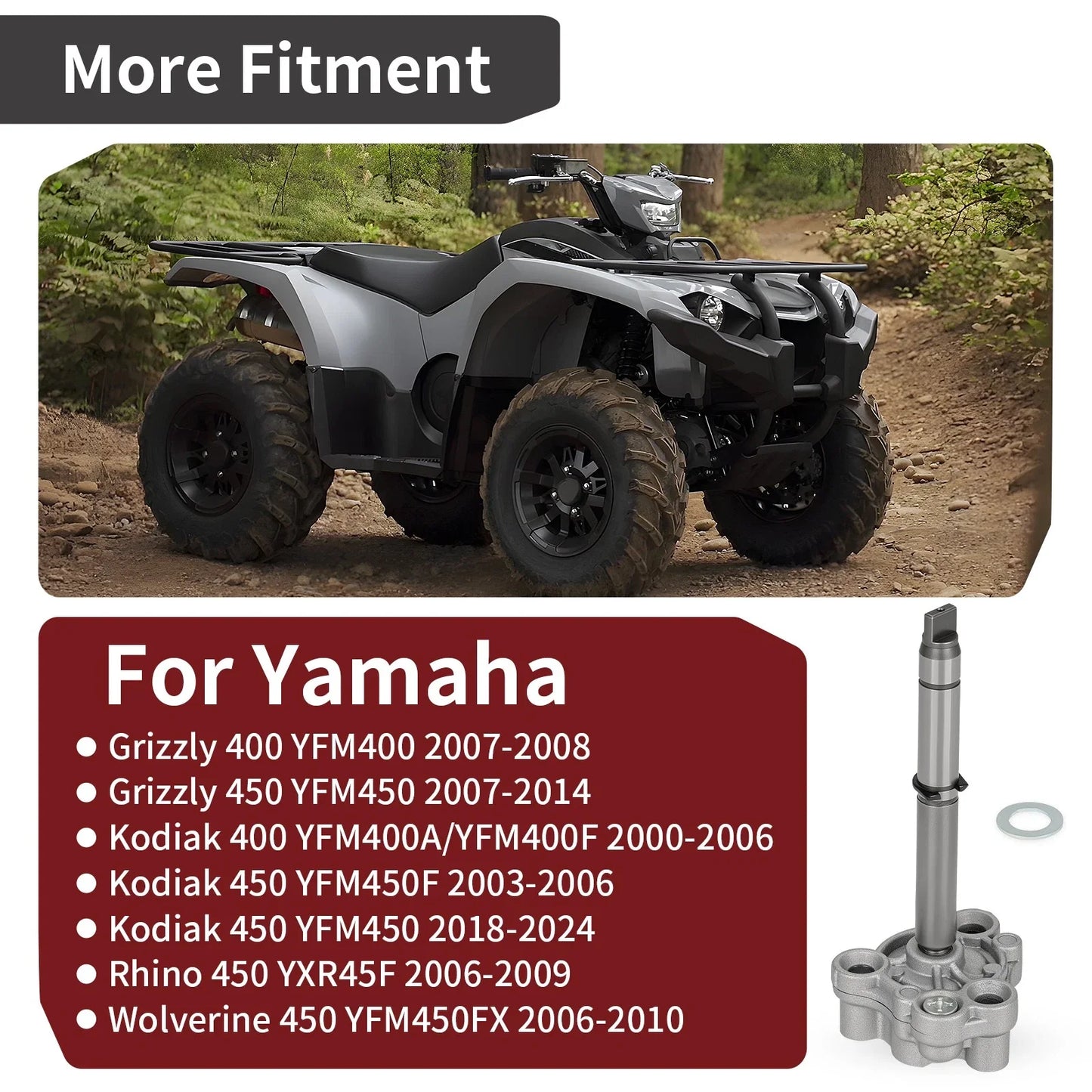 Oil Pump Kit Yamaha Kodiak Grizzly Rhino Wolverine for YFM400 YFM450 (1999–2015)