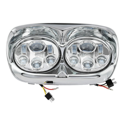 Chrome 5 3/4" Dual Headlight Lamp for Harley Road Glide (1998-2013)