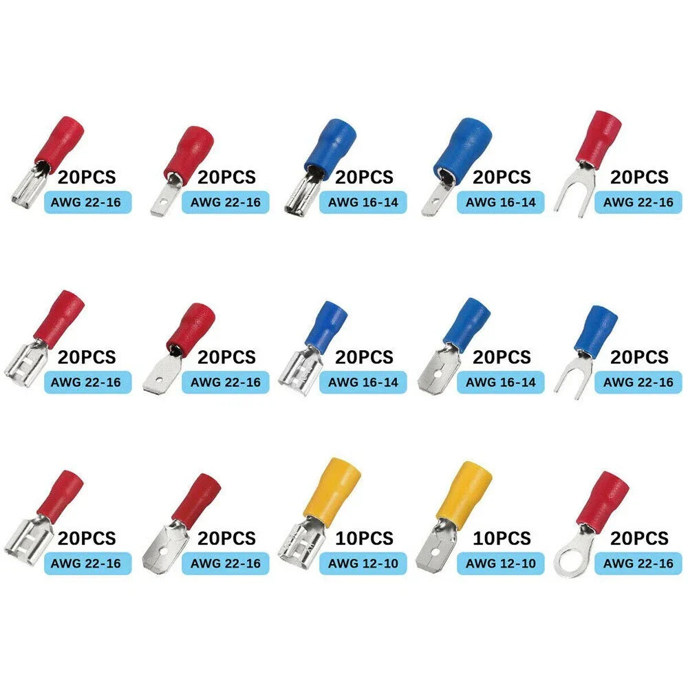 280 x Crimp Terminals Assorted Copper PVC Tinplate