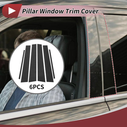6 Pcs Door Pillar Window Trim for Lexus CT200h (2011-2019) Carbon Fiber Black