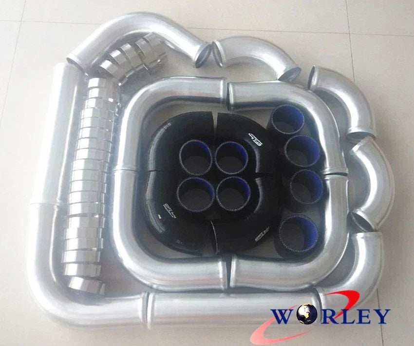 2.5" Universal Turbo Boost Intercooler Piping Kit for Aluminum Black Hose