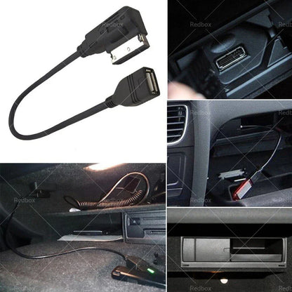 USB AUX MP3 Cable Adapter for Audi Q3 Q5 Q7 R8 A3 A4 A5 A6 (2009-2023)