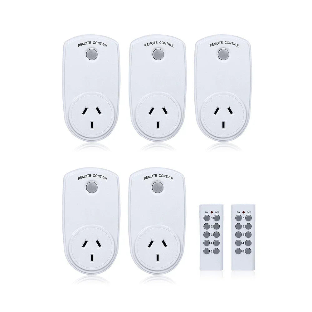 5 x Home Wireless Power Switch Mains Sockets &  Remote Controllers AU Plug