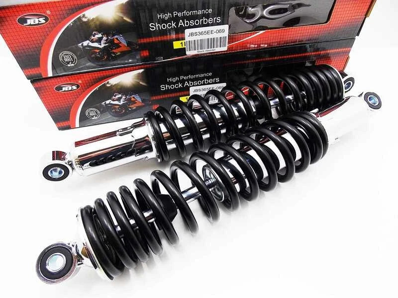 365mm JBS Black/Chrome Rear Shock Absorbers for Kawasaki F8 250 Bison