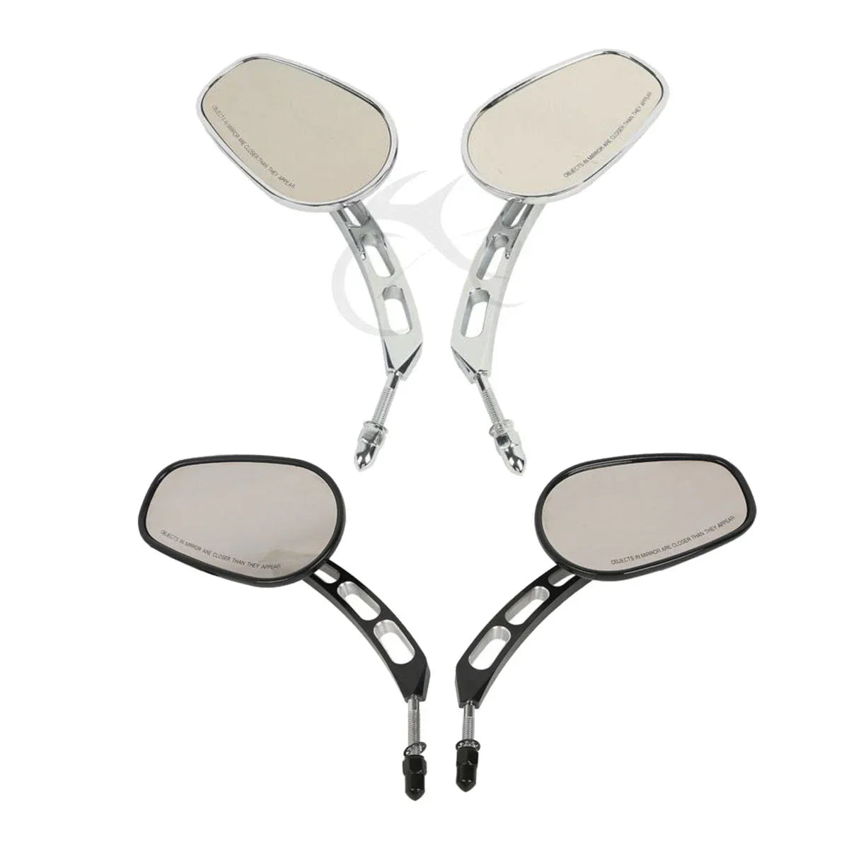 8mm Black/Chrome Rearview Mirrors for Harley Fat Bob Softail Deluxe (2008-2016)