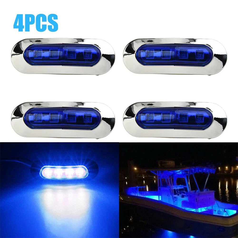 Lamp 12-24V 4x Blue Courtesy Lights for Marine Boat