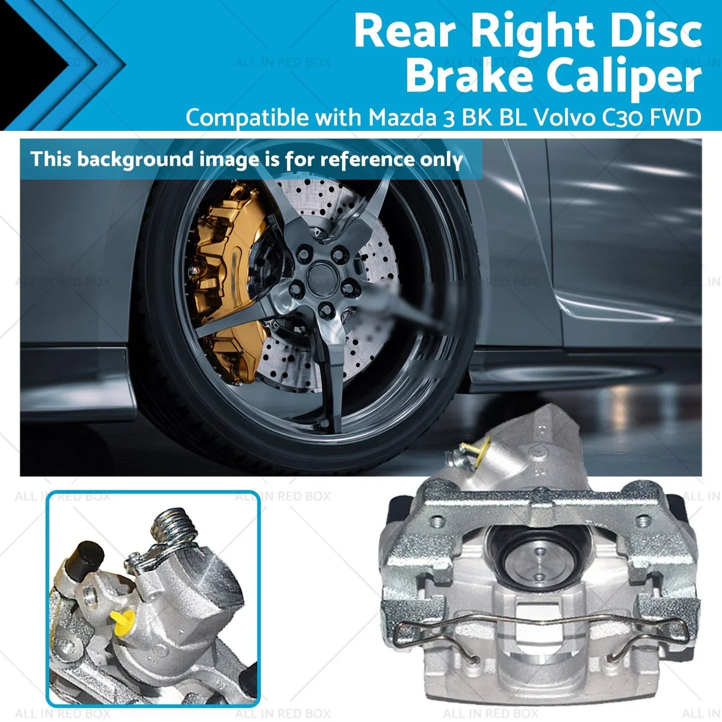 Rear Right Disc Brake Caliper for Mazda 3, Volvo C30 (2003-2014)