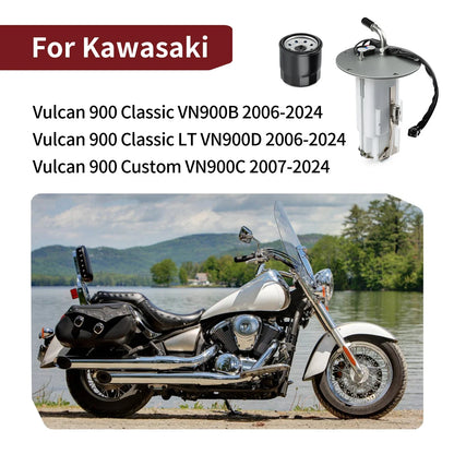 2x Fuel Pump + Oil Filter for Kawasaki Vulcan VN900B/VN900D (2006–2024)