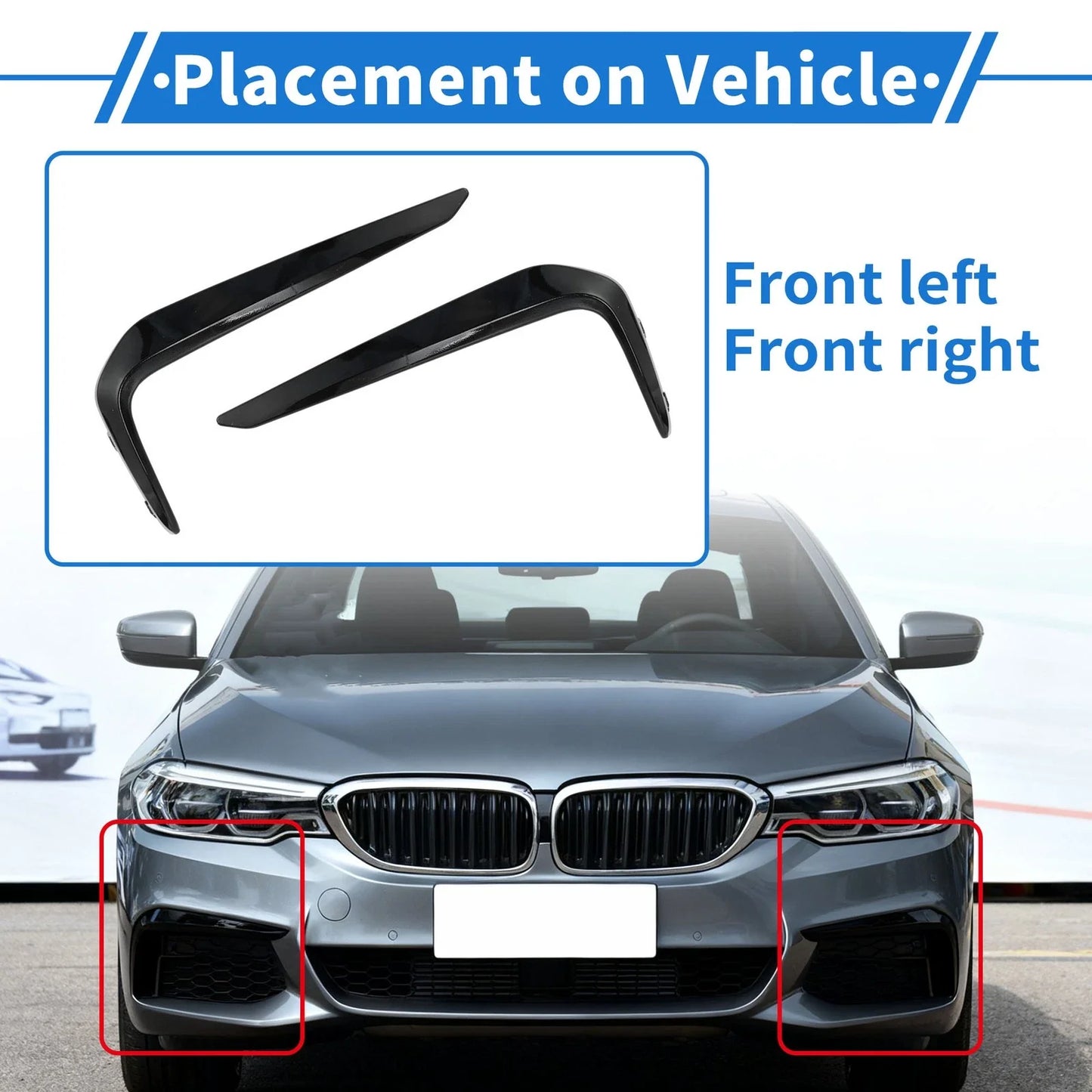 Front Left/Right Bumper Fog Light Covers for BMW 5-Series