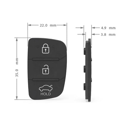 Silicone Key Shell Button Pad 3 x Buttons for Hyundai Sonata, Elantra (2011-2020)