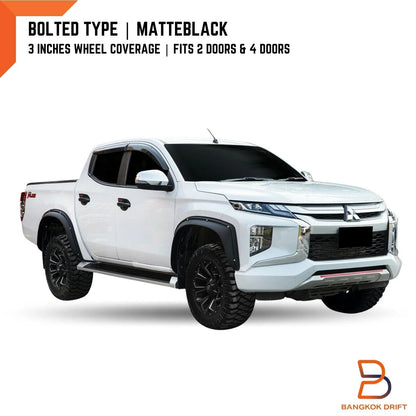 3" Matte Black Bolted Fender Flares for Mitsubishi Triton Ute (2019-2023)