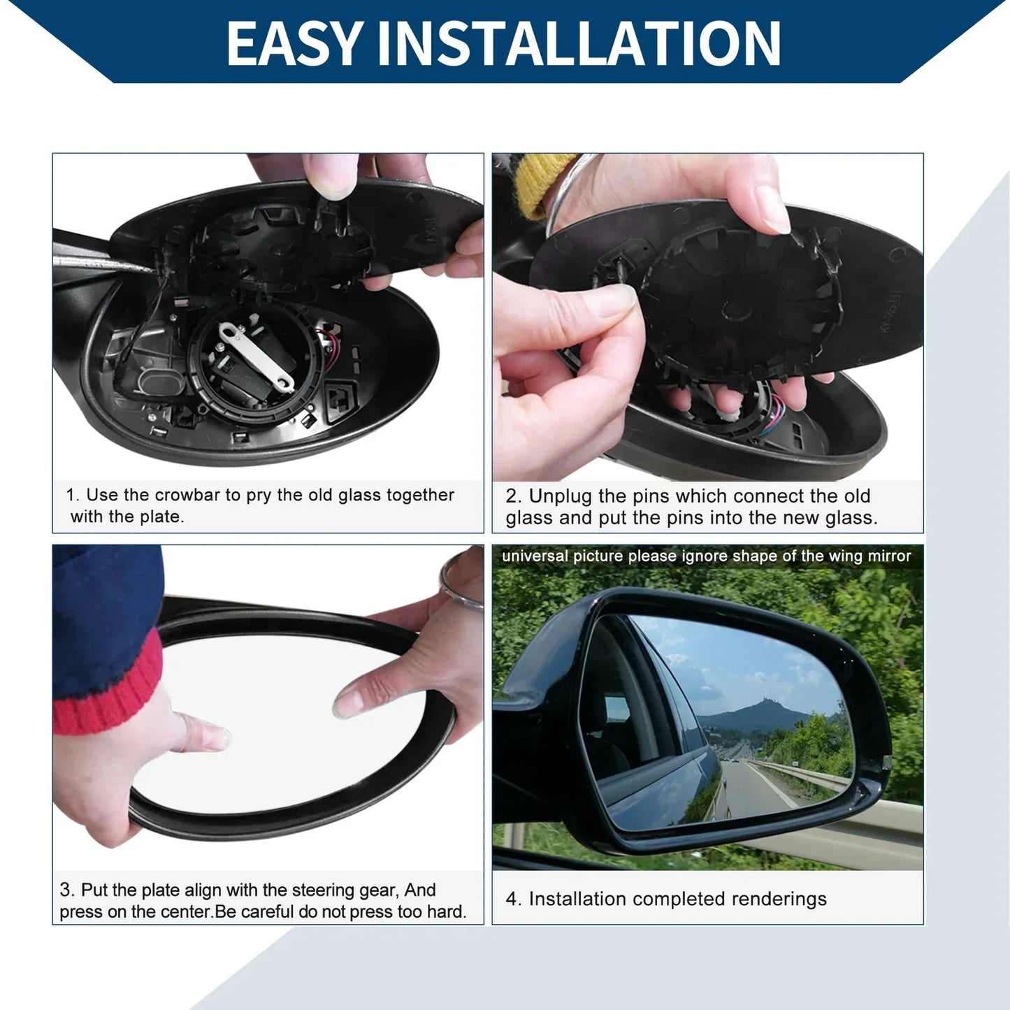 Heated Left Side Mirror Glass for Lexus LX GX (2010-2020)