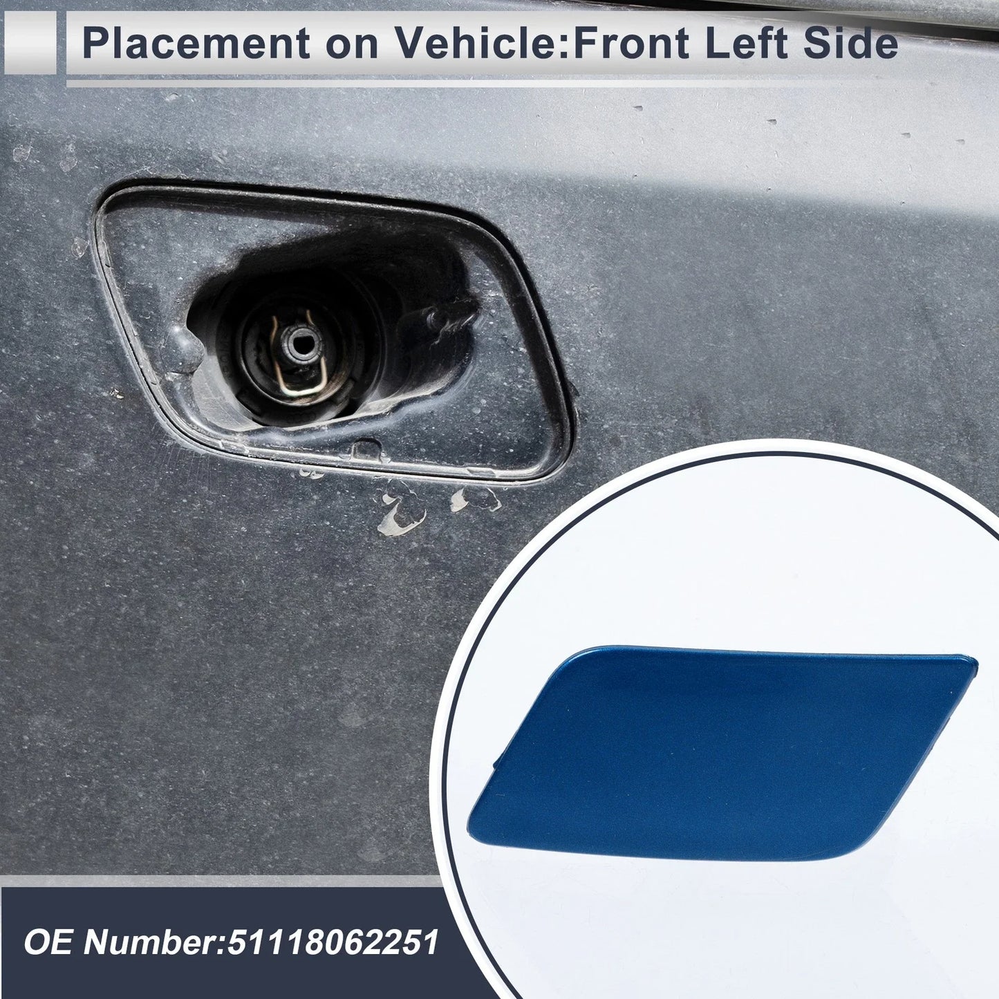 Front Left Side Bumper Headlight Washer Nozzle Cover Cap for BMW 335i GT Blue