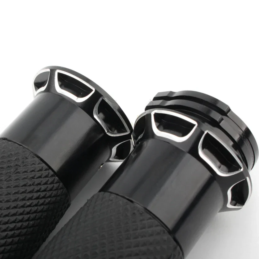 Black 1" Motorcycle Handle Bar Hand Grips for Harley Bobber Chopper Cruiser