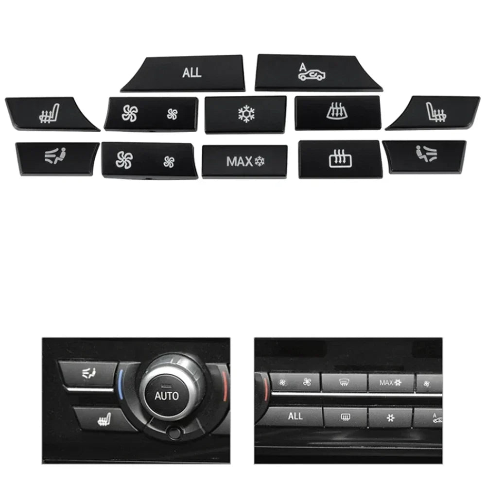 1x BMW 5 6 7 F10 F01 12 Button Key Caps A/C Heater Switch Repair (2010-2017)
