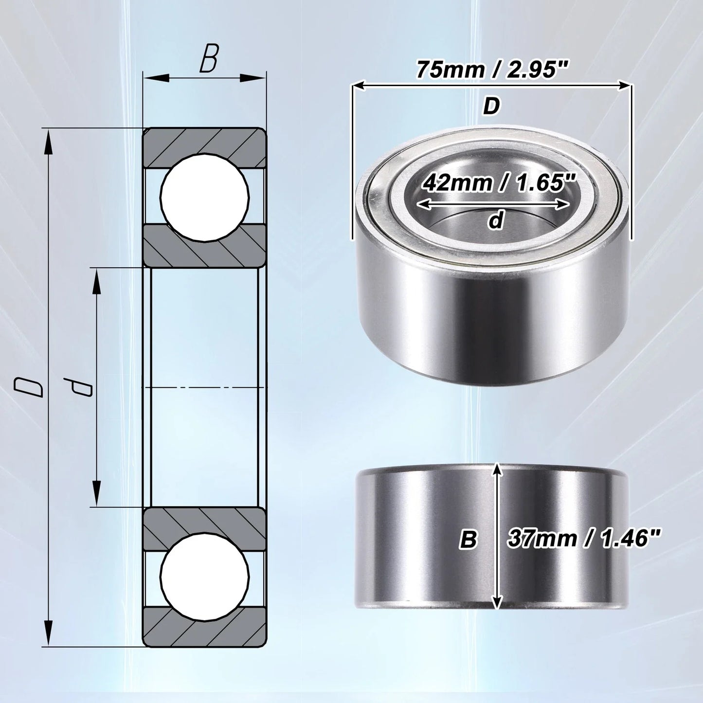 1 Pcs Rear Left Right Wheel Bearing for BMW 128i (2008-2013)