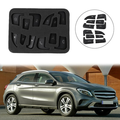 Black ABS Button Cover Sticker / 12pcs / Button Cover Sticker for Mercedes C-Class W205 (2014–2021)