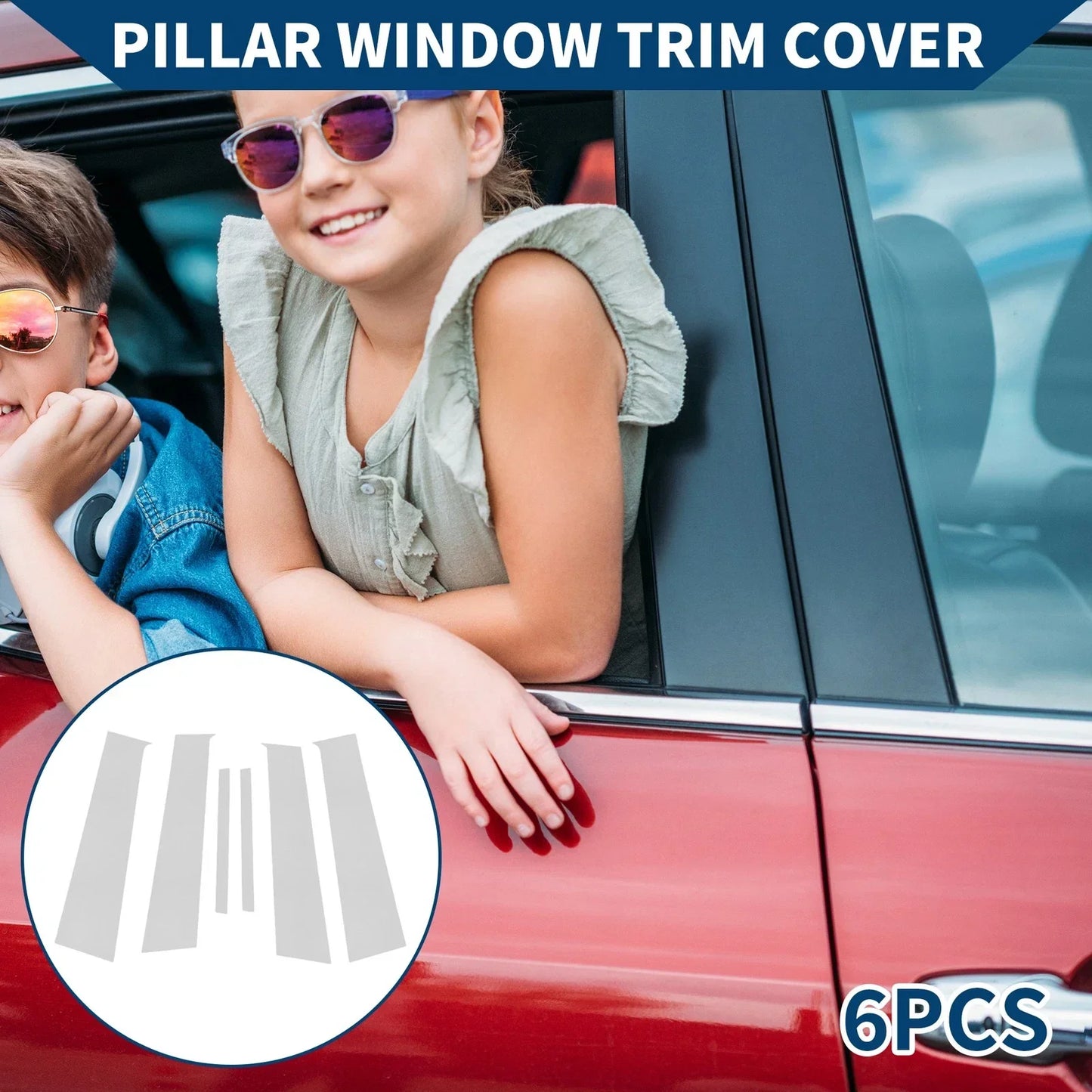 6 Pcs Door Pillar Window Trim for Honda City (2015-2019) Silver Tone