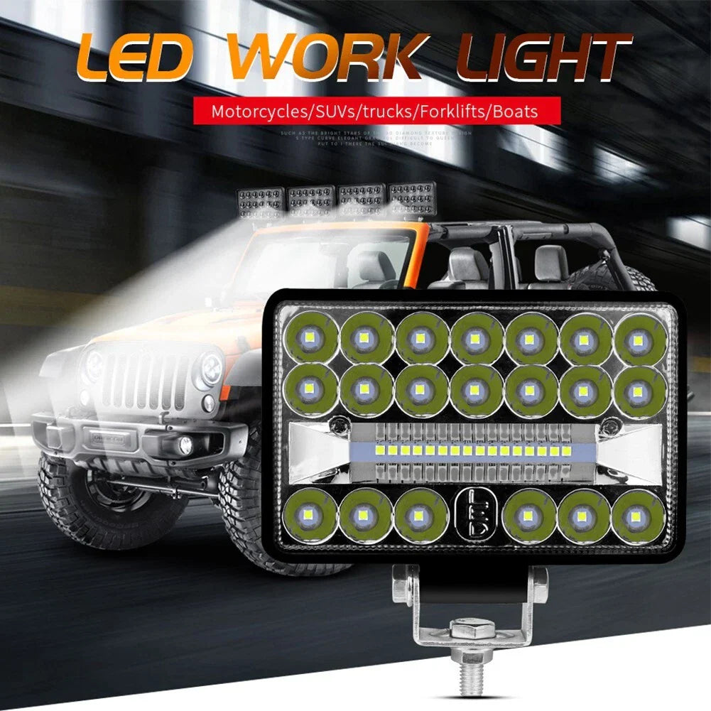 2 x 60W 3X5 Inch Chrome Rectangular LED Headlights