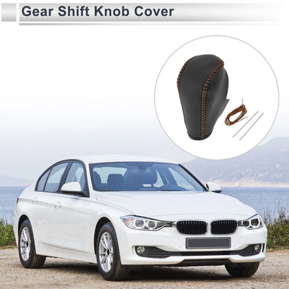 Gear Shift Knob Cover for BMW 3 Series (2004-2012) Black Faux Leather