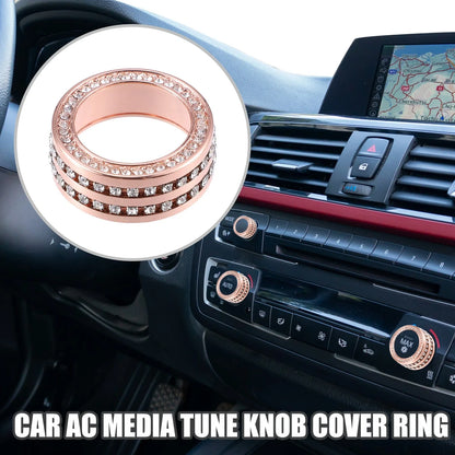 3 x Tune Knob Cover Ring for BMW 3 Series F30 Rose Gold Tone 3 Pcs