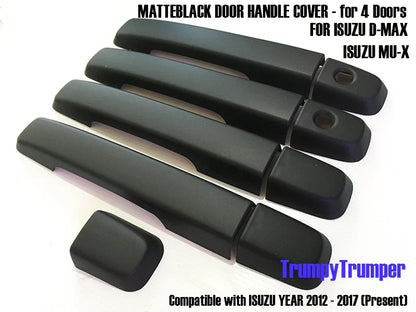 Matte Black 4 Door Handle Cover Trim for Isuzu D-Max MU-X (2012-2019)