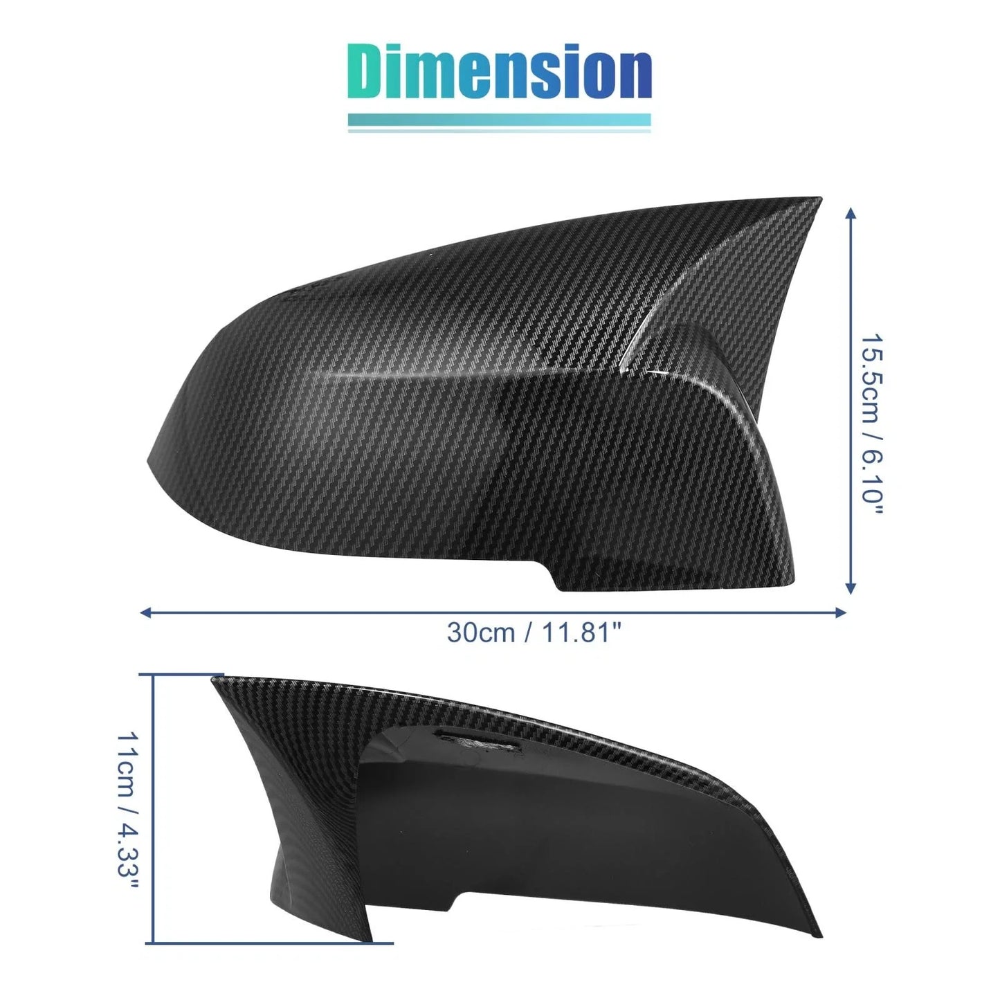 Pair Door Wing Rearview Side Mirror Cover Cap Carbon Fiber Pattern for BMW