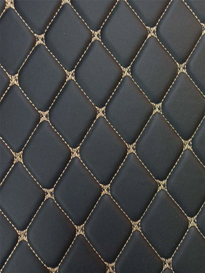 4Pcs Universal Waterproof PU Leather Car Floor Mats Black & Beige