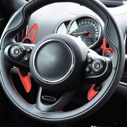 Pair Red Steering Wheel Shift Paddle Extend Cover for BMW Mini Cooper