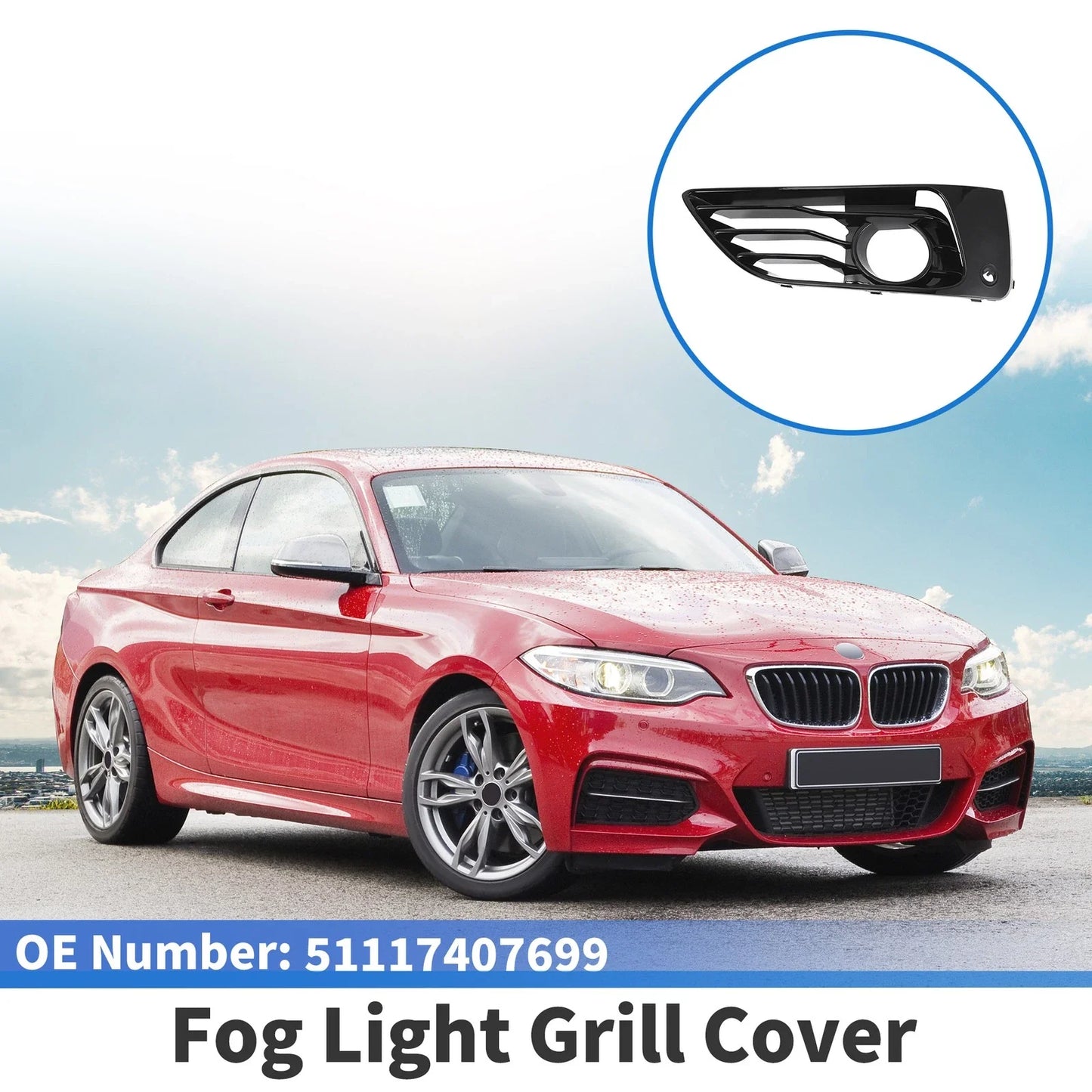 1 Pc Car Front Left Fog Light Grill for BMW 2 Series (2017-2020)