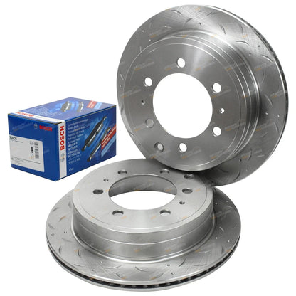 Rear Slotted Drilled Disc Rotors + Pads for Prado 120 Series (2002–2009)
