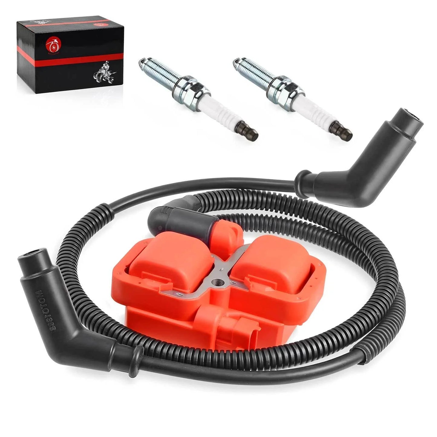 2x Ignition coil & Spark plug w/Wire Cap for Can-Am Maverick 1000 (2014–2015)