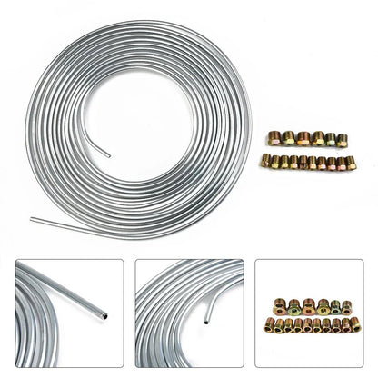 Brake Line Tubing 25 Ft 3/16 OD Copper Nickel with 16 Fittings