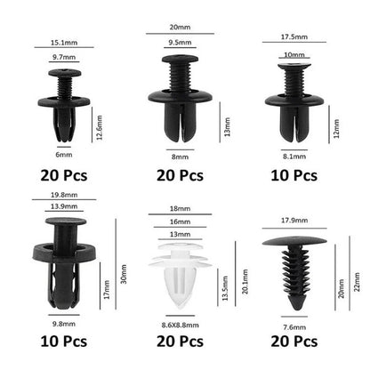 100x Push Retainer Pins for Bumper Door Trim Panel Fasteners - Mixed Size