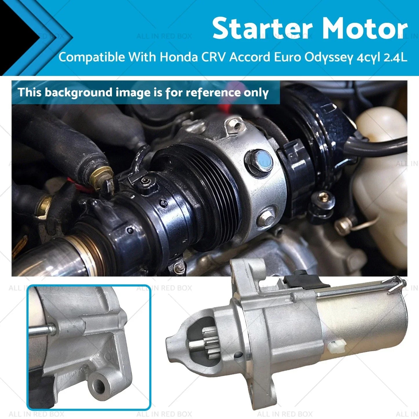 Starter Motor for Honda CR-V Accord Euro Odyssey 2.4L 4Cyl (2002-2011)