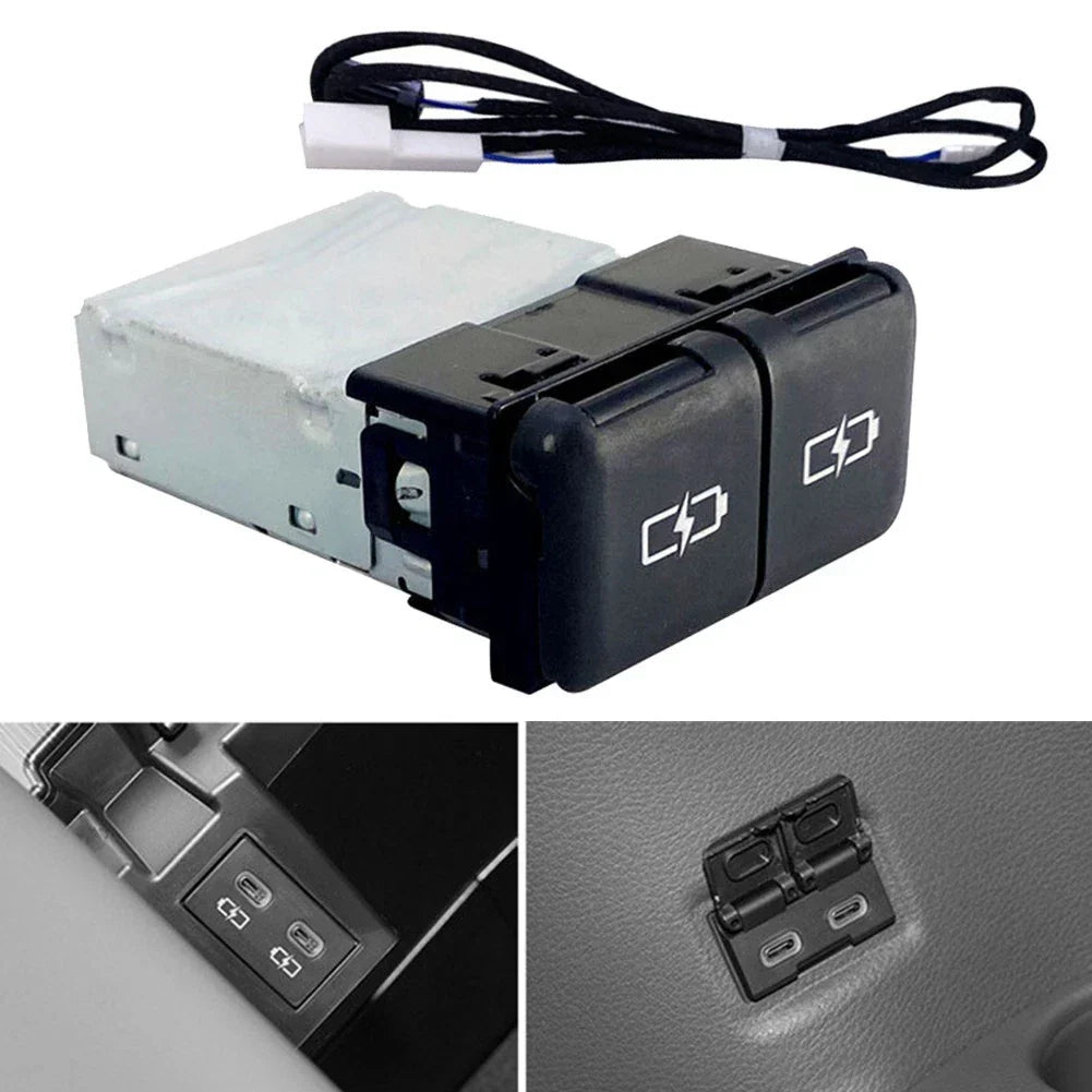 1PC Quick Charge Dual TYPE-C Interface Socket Fast Car Charger for Toyota
